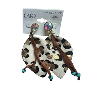 NWT Cato Multicolor Leopard Earrings with Gold and Brown